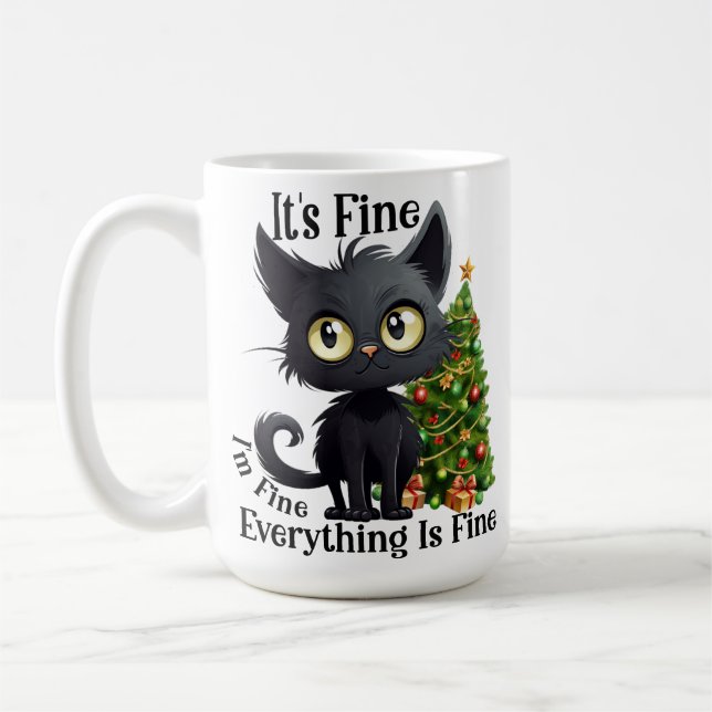 FUNNY BLACK CHRISTMAS CAT AND BAUM KAFFEETASSE (Links)
