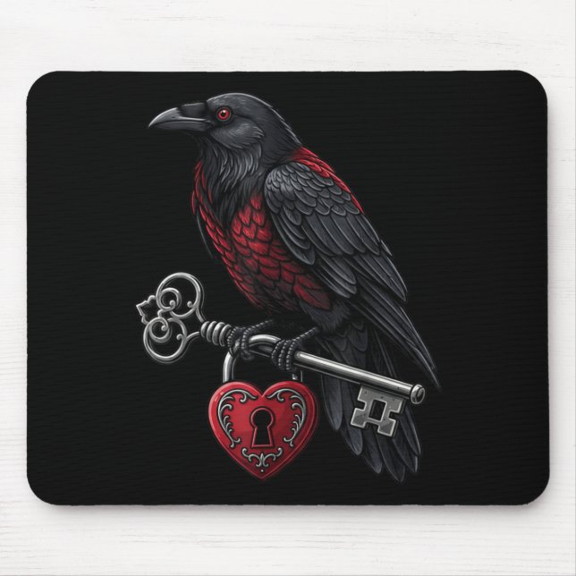 Funny Black Crow Black Bird Funny Crow Valentines  Mousepad (Vorne)