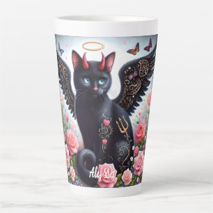 Funny Black Demon und Angel Cat Milchtasse
