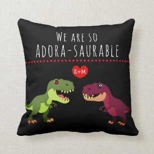 Funny Black Dinosaur Couple Liebe Valentinstag Kissen