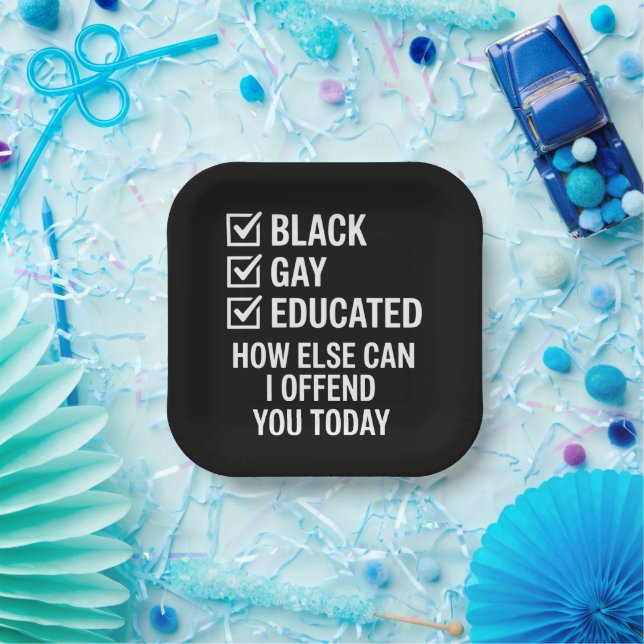 Funny Black Gay Pride unterstützt LGBTQ-Rechte Pappteller (Party)