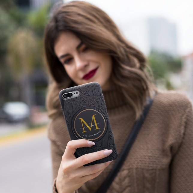 Funny Black Golden Luxury Script Monogram Initial Case-Mate iPhone Hülle (Von Creator hochgeladen)