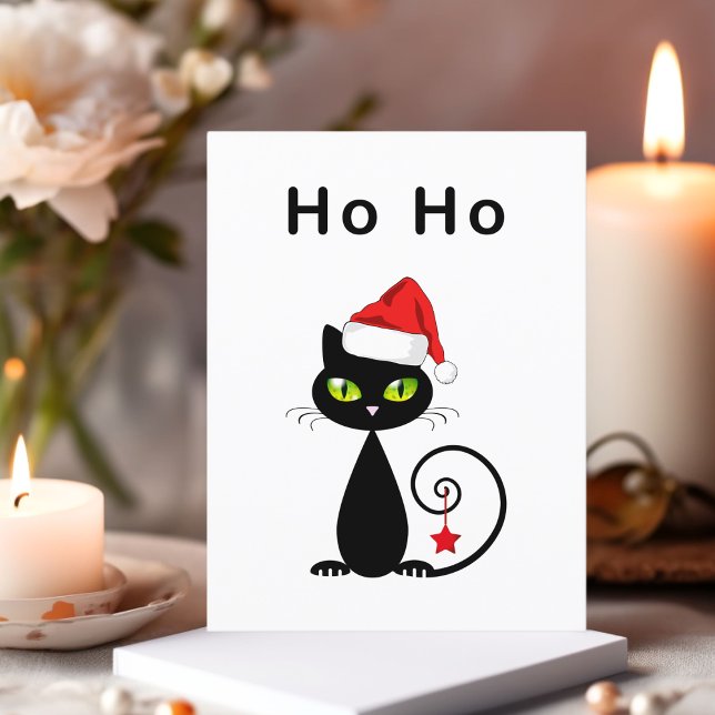 Funny Black Ho Ho Weihnachtsmann Weihnachtskatze Postkarte (Von Creator hochgeladen)