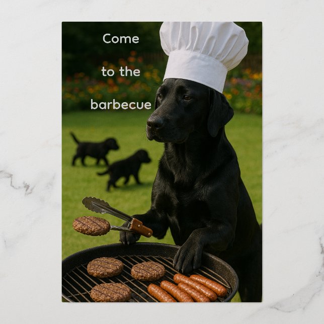 Funny Black Lab Barbecue  Folieneinladung (Vorderseite)