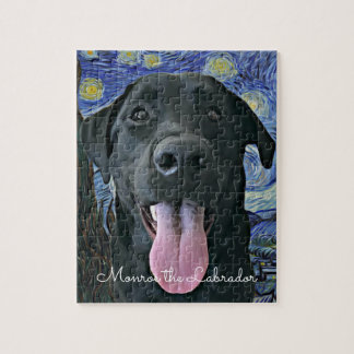 Funny Black Lab Hund Foto und Name Personalisiert Puzzle