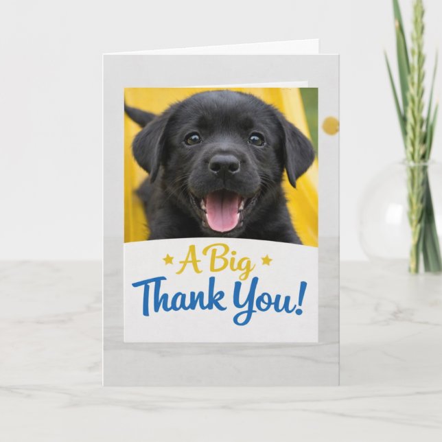 Funny Black Lab Puppy Thank You Card Adorable Dog Dankeskarte (Vorderseite)
