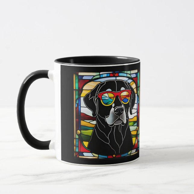 Funny Black Lab Stained Glass Coffee Mug Tasse (Links)