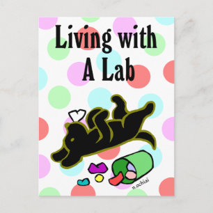 Funny Black Labrador Cartoon Illustration Postkarte