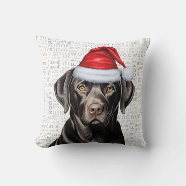 Funny Black Labrador Hund Wasserfarbe Weihnachten Kissen (Vorderseite)