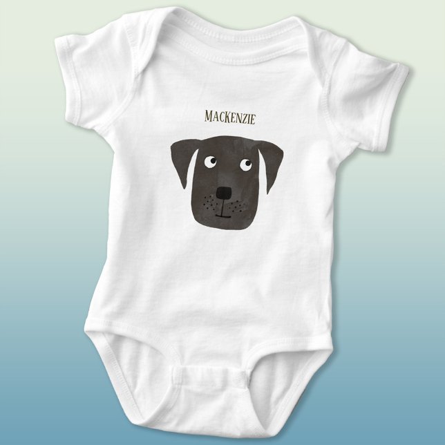 Funny Black Labrador Retriever Dog Individuelle Na Baby Strampler (Cute Black Labrador Retriever Dog personalized name baby bodysuit)