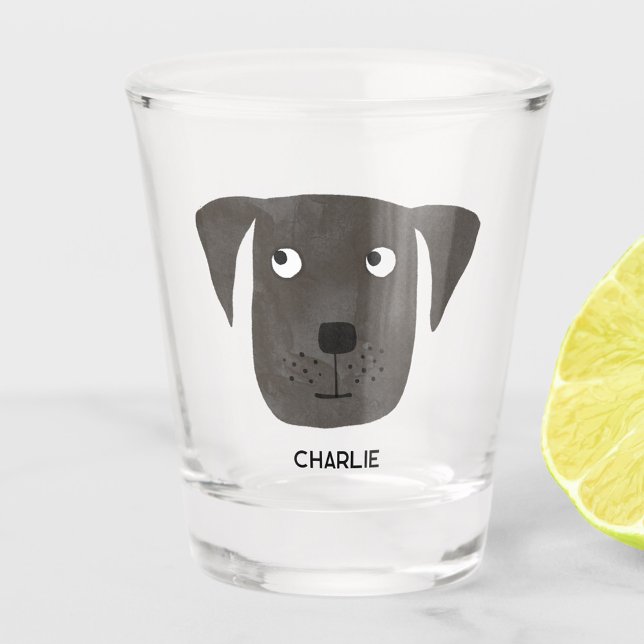 Funny Black Labrador Retriever Dog Personalisiert Schnapsglas (Fun dog personalized custom name shot glass for animal lovers)
