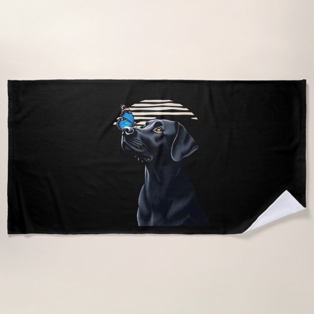 Funny Black Labrador Retriever Lab Dog Owner Pet A Strandtuch (Vorderseite)