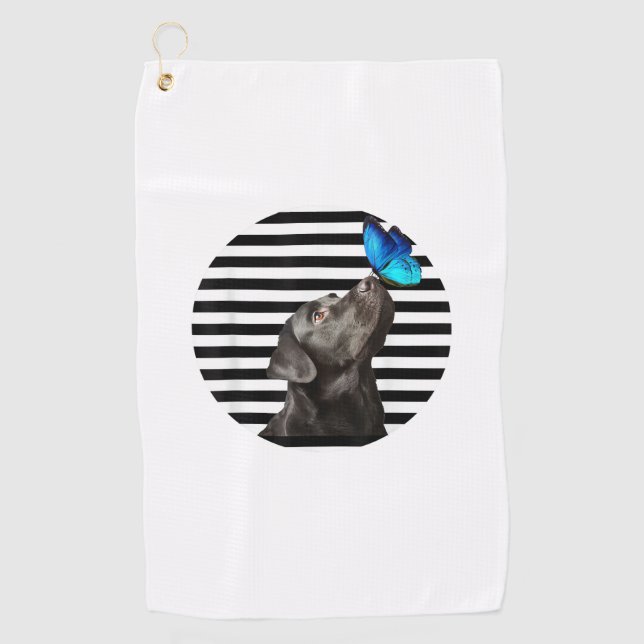 Funny Black Labrador Retriever Lab Hundebesitzer H Golfhandtuch (Vorderseite)