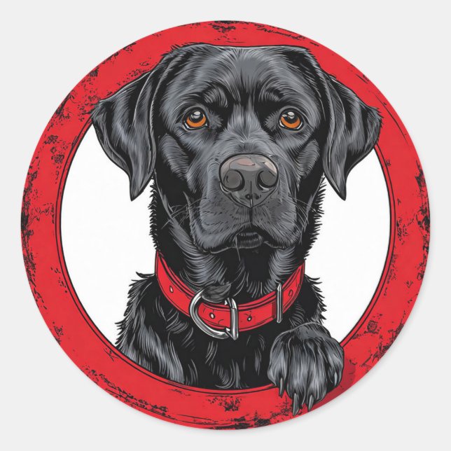 Funny Black Labrador Runder Aufkleber (Vorderseite)