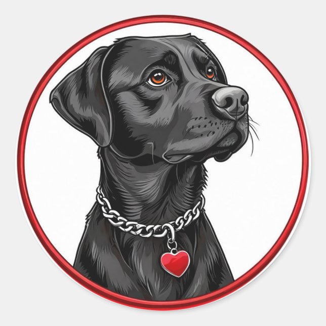 Funny Black Labrador Runder Aufkleber (Vorderseite)