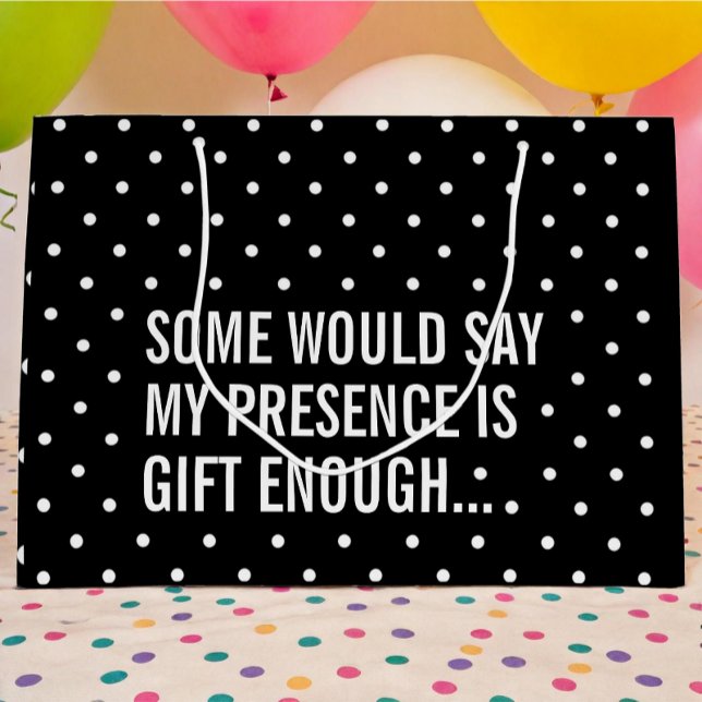 Funny Black mit White Polka Dot Geschenktasche Große Geschenktüte (funny black and white polka dot gift bag)