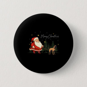 Funny Black Mouth Cur Dog Santa Claus Weihnachten Button