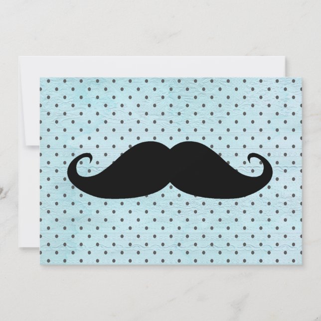 Funny Black Mustache auf Aquamarinen Blue Polka Do (Vorderseite)