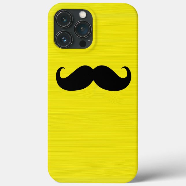 Funny Black Mustache auf gelbem Hintergrund Case-Mate iPhone Hülle (Rückseite)