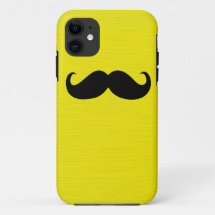 Funny Black Mustache auf gelbem Hintergrund Case-Mate iPhone Hülle