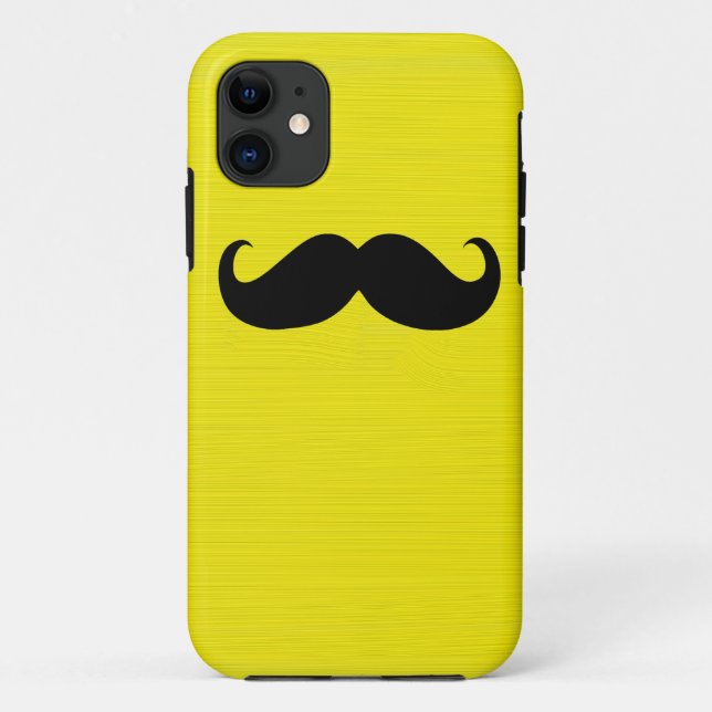 Funny Black Mustache auf gelbem Hintergrund Case-Mate iPhone Hülle (Rückseite)