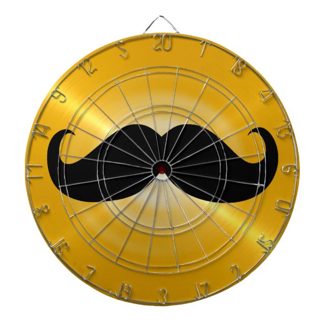 Funny Black Mustache auf Metal Yellow Background Dartscheibe (vorne)