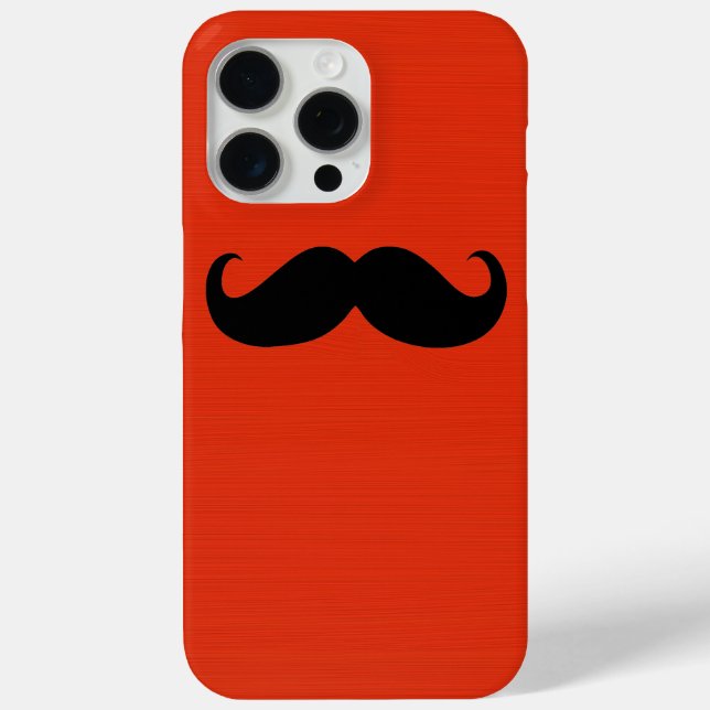 Funny Black Mustache auf Orange Red Background Case-Mate iPhone Hülle (Rückseite)