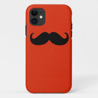Funny Black Mustache auf Orange Red Background