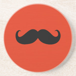 Funny Black Mustache auf Orange Red Background Getränkeuntersetzer