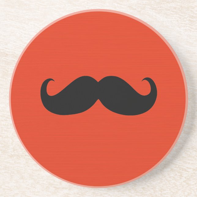 Funny Black Mustache auf Orange Red Background Getränkeuntersetzer (Vorne)