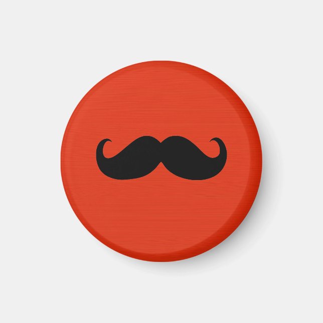 Funny Black Mustache auf Orange Red Background Magnet (Vorne)