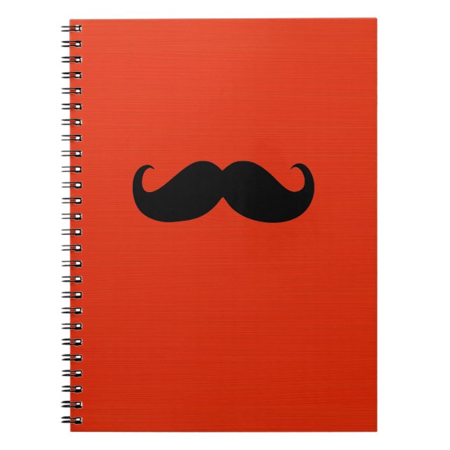Funny Black Mustache auf Orange Red Background Notizblock (Vorderseite)