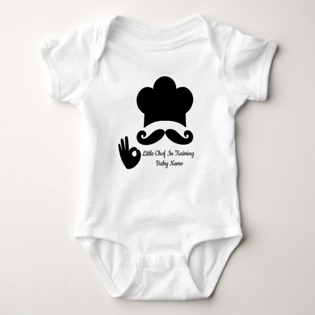 Funny Black Mustache Benutzerdefinierter Textname  Baby Strampler (Vorderseite)