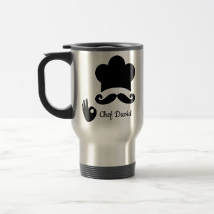 Funny Black Mustache Benutzerdefinierter Textname Reisebecher