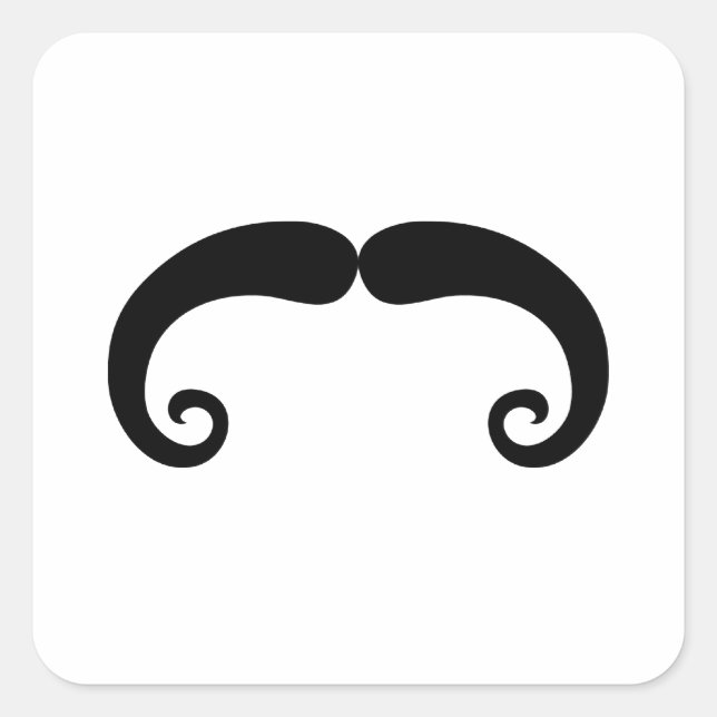 Funny Black Mustache oder Mustache Style Quadratischer Aufkleber (Vorderseite)
