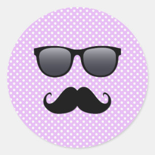 Funny Black Mustache und Brille Runder Aufkleber