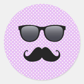 Funny Black Mustache und Brille Runder Aufkleber