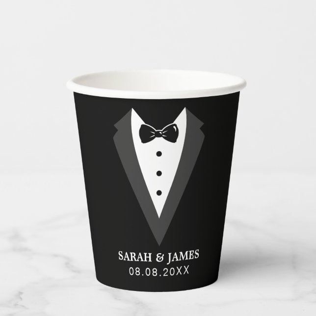 Funny Black Personalisiert Trauzeuge Paper Cup Pappbecher (Vorderseite)