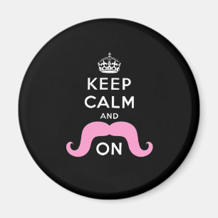 Funny Black, Pink Behalten Ruhe und Mustache On Magnet