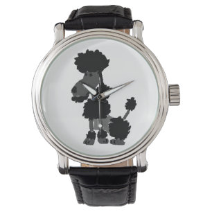 Funny Black Poodle Dog Kunst Armbanduhr