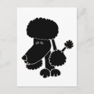 Funny Black Poodle Puppy Hund Cartoon Postkarte