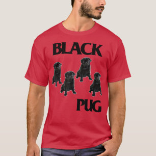 Funny Black Pugs Love Music Cute Puppies Flag Arts T-Shirt