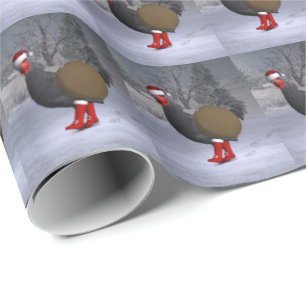 Funny Black Rooster Santa Claus Geschenkpapier