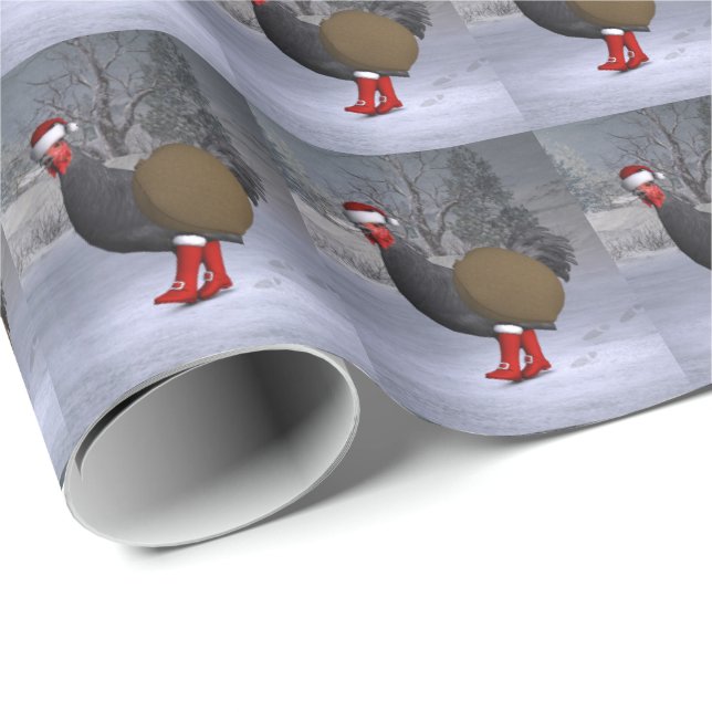 Funny Black Rooster Santa Claus Geschenkpapier (Rolleneckpunkt)