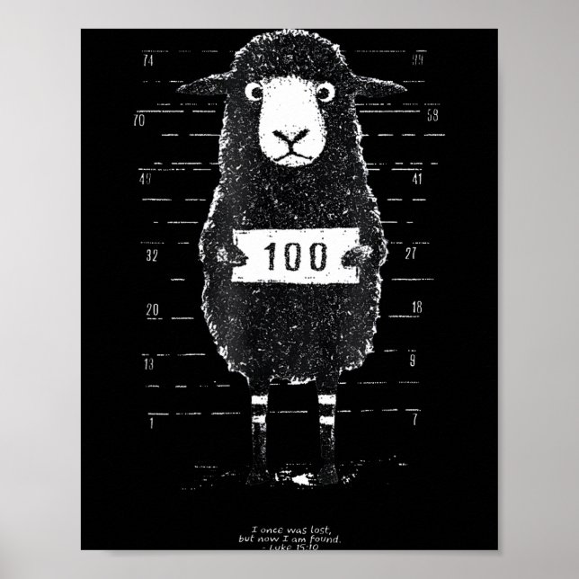 Funny Black Sheep Mugshot Lost But Found Humor Fun Poster (Vorne)