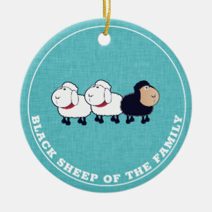 Funny Black Sheep of the Family Blue Keramik Ornament