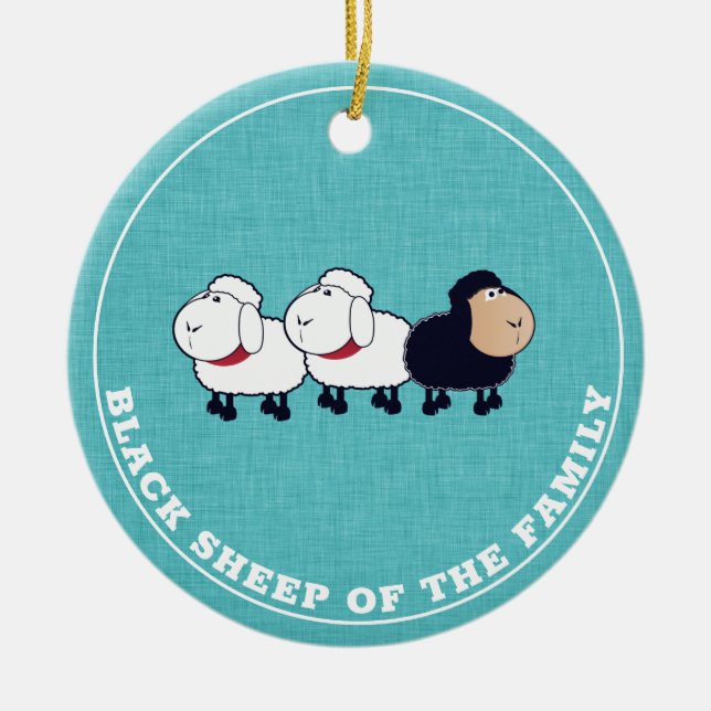 Funny Black Sheep of the Family Blue Keramik Ornament (Vorne)