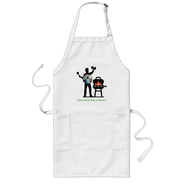Funny Black Silhouette Grill Dad Fitness Photo Lange Schürze (Vorne)