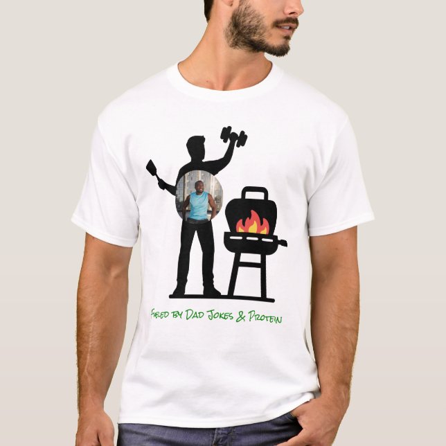 Funny Black Silhouette Grill Dad Fitness Photo T-Shirt (Vorderseite)