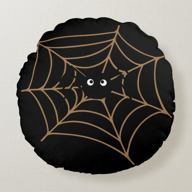 Funny Black Spider Round Throw Kissen (16") (Vorderseite)
